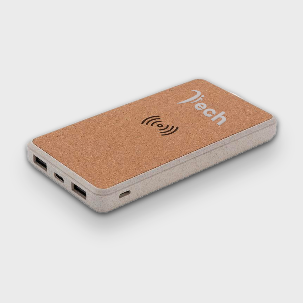 Kurk en tarwestro 8.000mAh draadloze powerbank