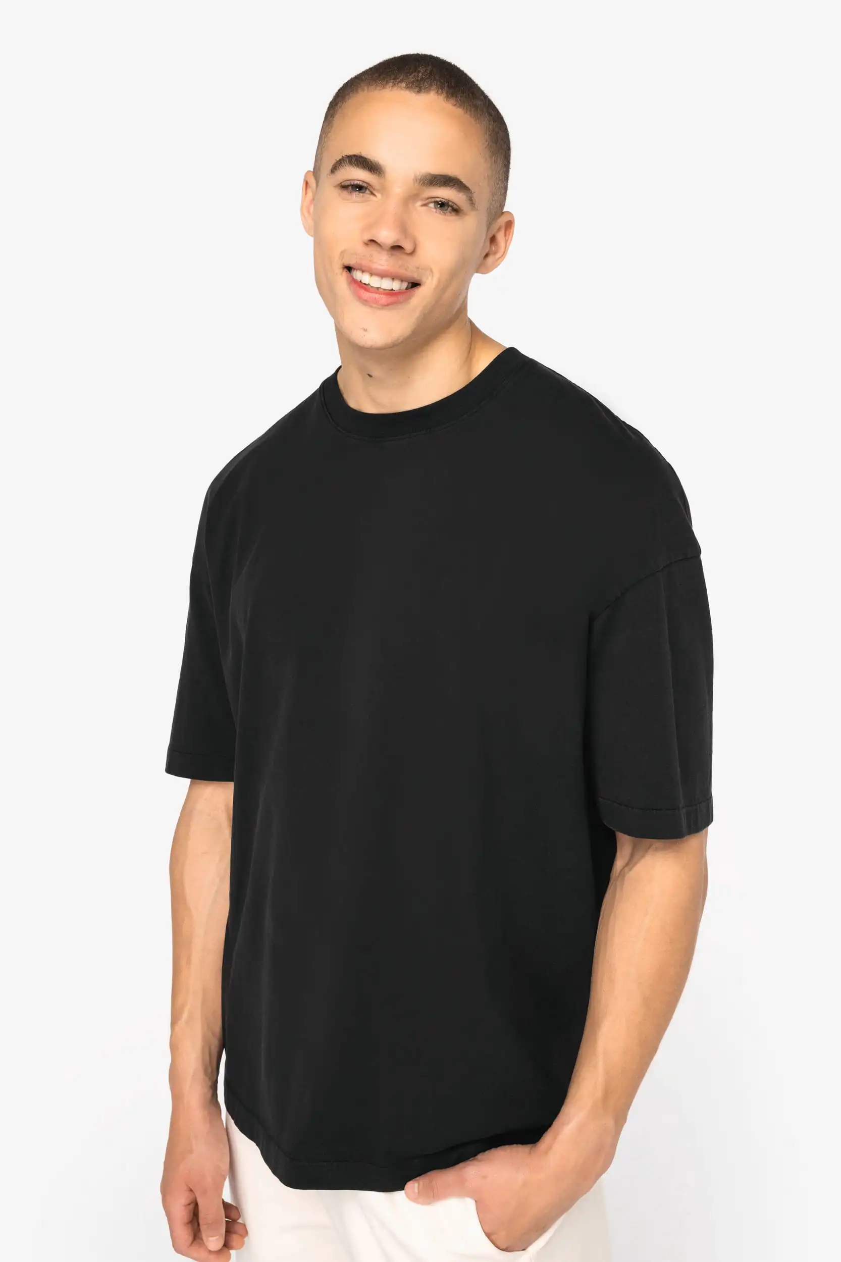 Ecologisch oversized verwassen heren-T-shirt