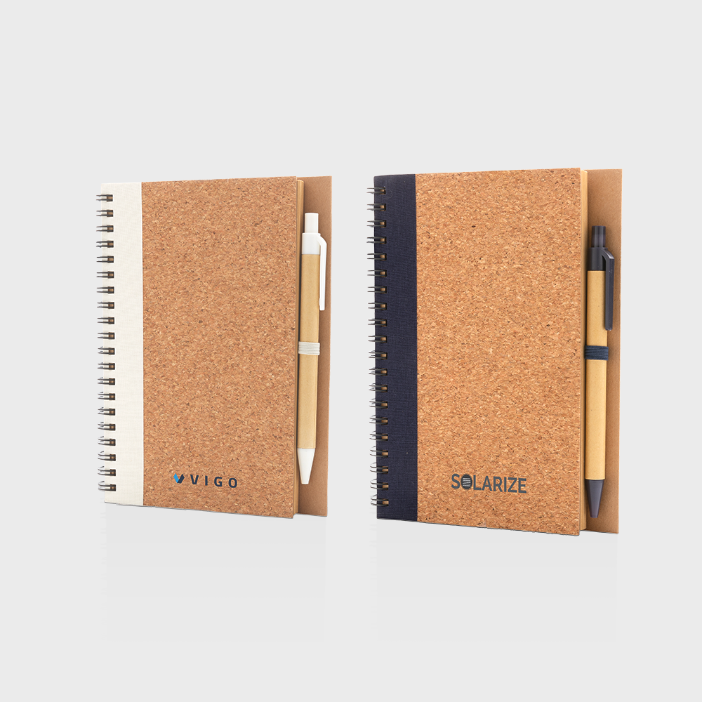 Kurken spiraal notitieboek met pen