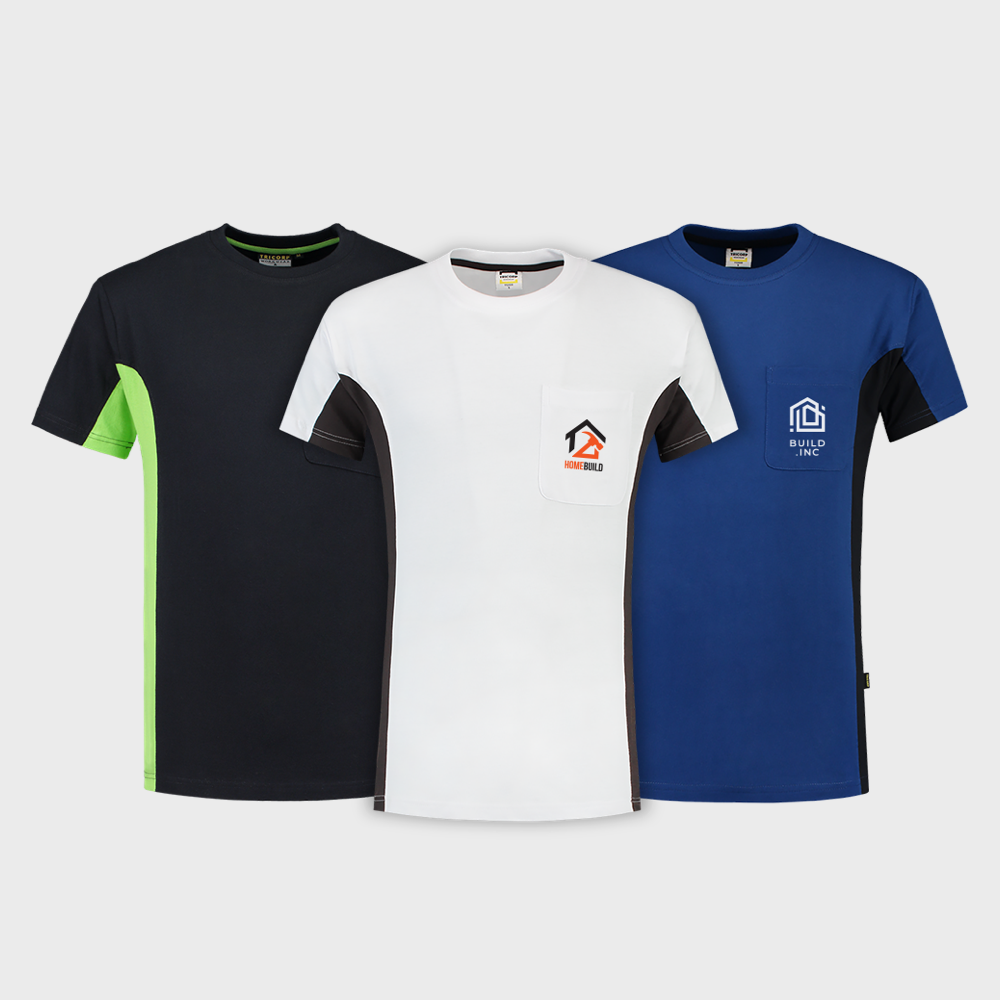 Werkshirt bicolor met borstzak