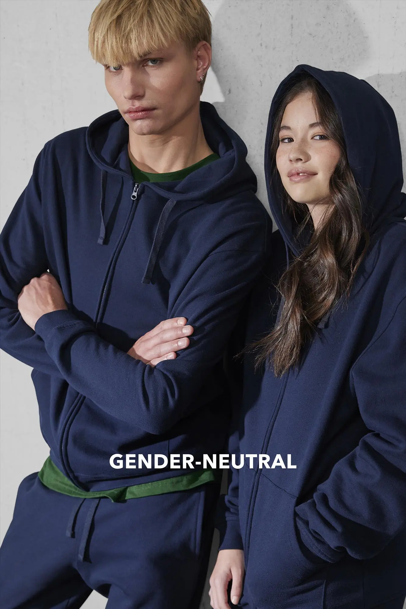 B&C ID.334 Zip Hood, Navy, XL