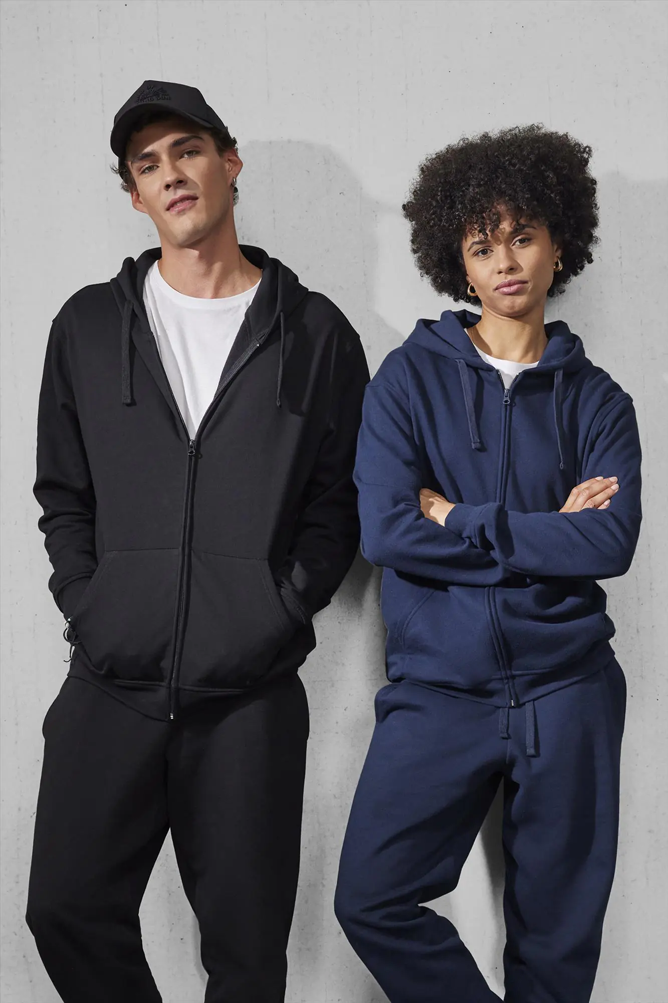 B&C ID.224 Zip Hood, Navy, S