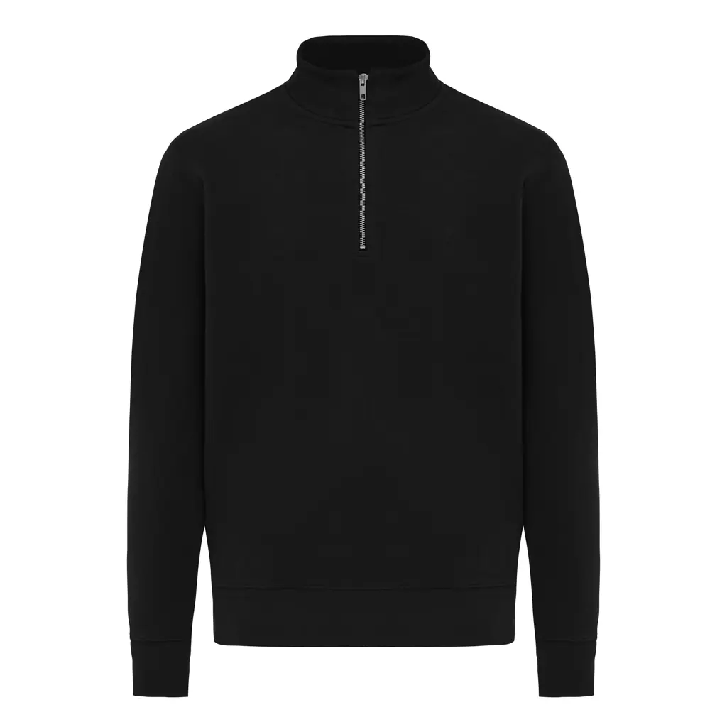 IQONIQ Elgon gerecycled katoen sweater met kwartritssluiting
