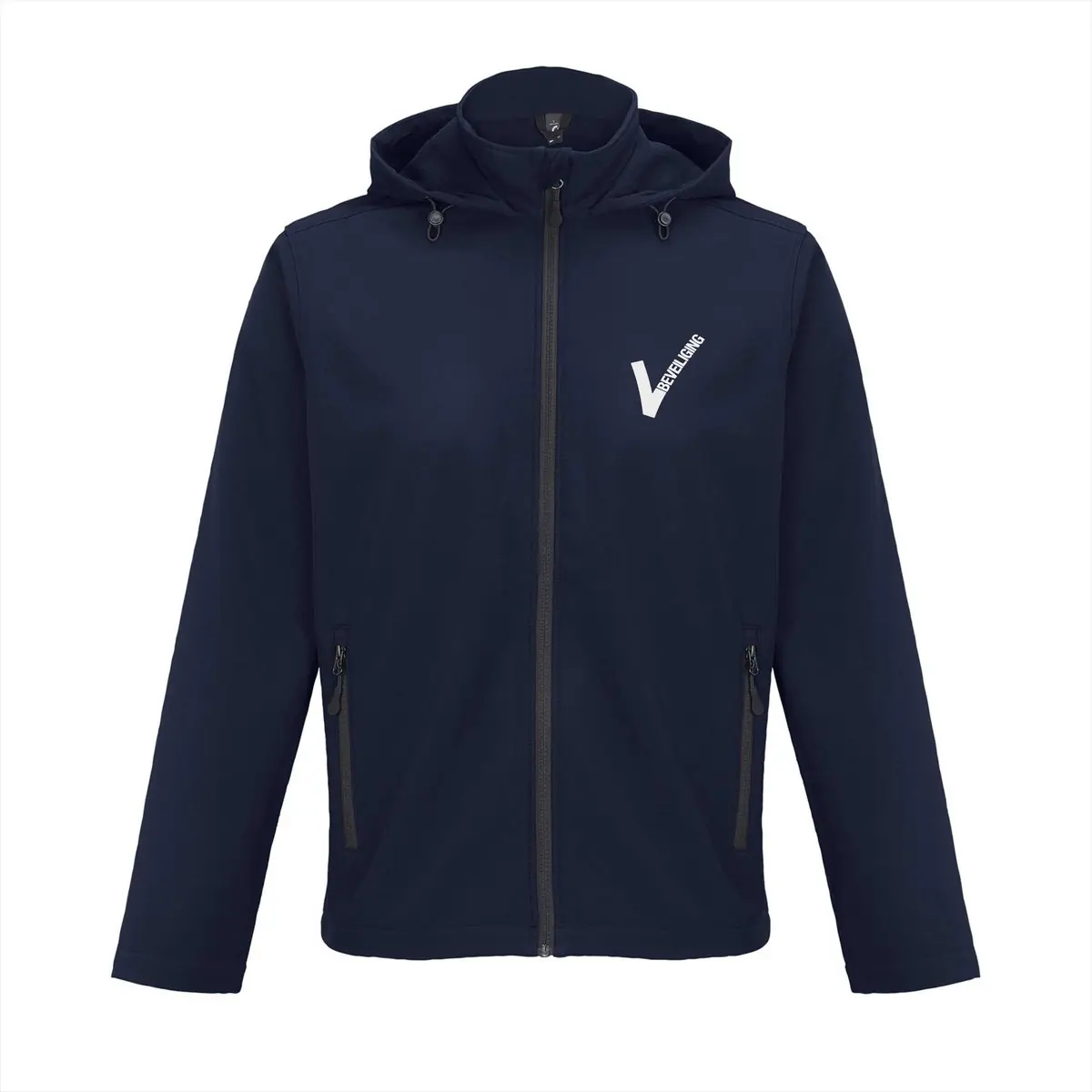 beveiliging softshell jas met capuchon navy voorzijde