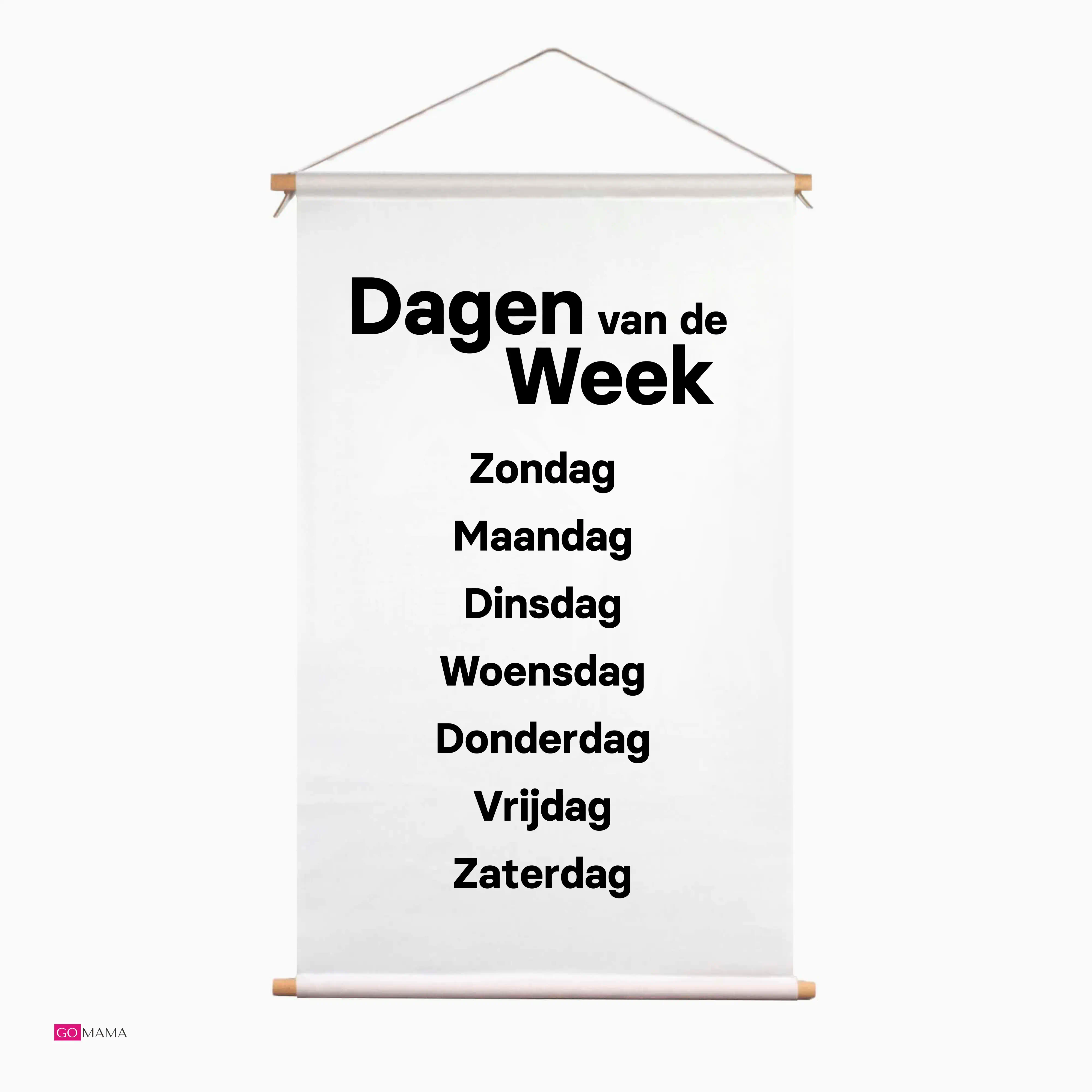 Educatieve Poster voor Kinderen met de Dagen van de week - Educatieve banners voor kinderen - Dagen van de week - dagen van de week leren