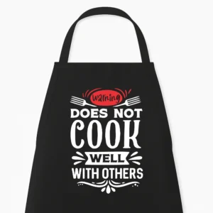 Keukenschort Warning, does not cook well with others