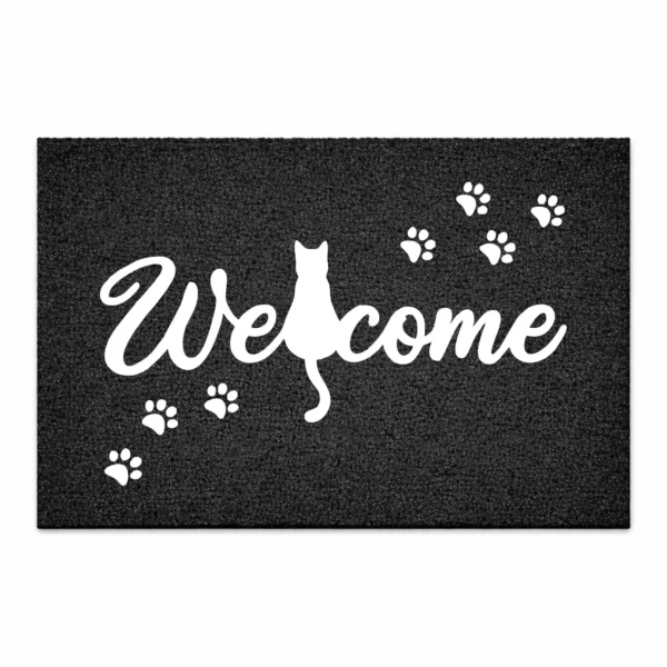Welkom Deurmat – Voor Kattenliefhebbers – Schattige Zwarte Kat – Welkomstmat – Grappige Deurmat – Housewarming Cadeau