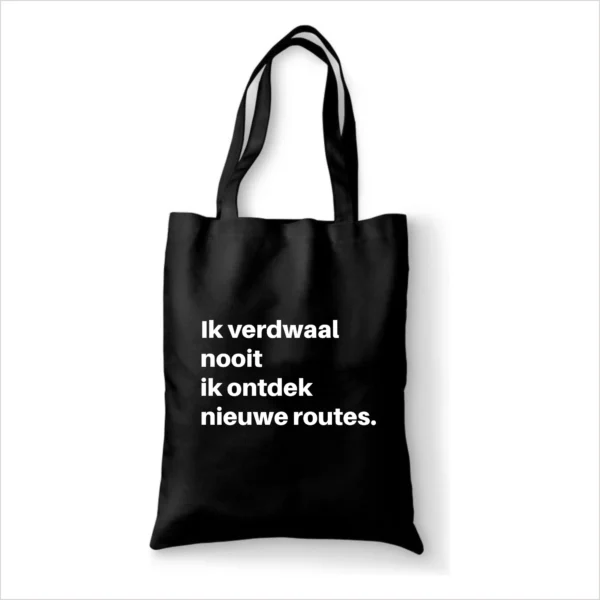 Katoenen tas Ik verdwaal nooit ik ontdek nieuwe routes