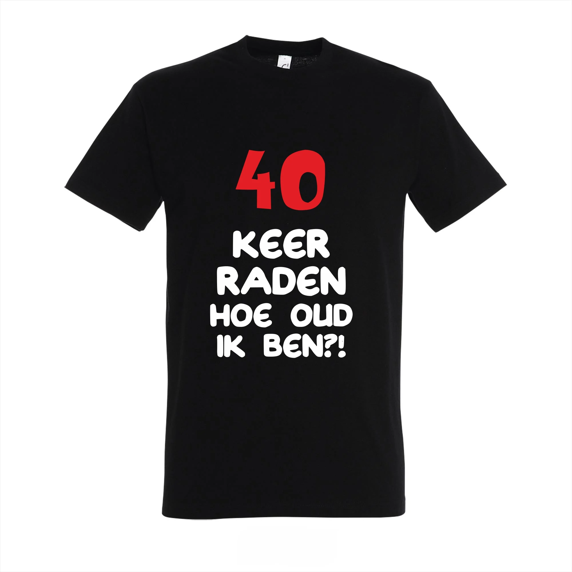 T-shirt 40 keer raden hoe oud ik ben?