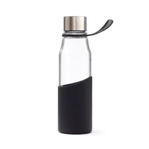 VINGA Lean glazen drinkfles zwart