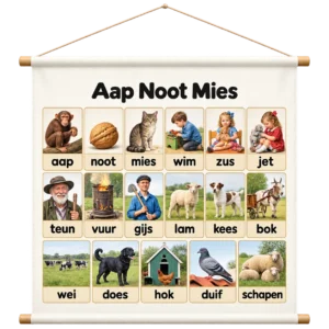 Educatieve Poster voor Kinderen met Aap Noot Mies - Educatieve banners voor kinderen - Aap Noot Mies