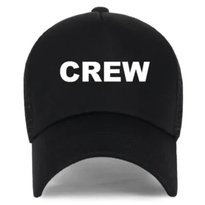 Cap Crew - Stijlvolle Zwarte - Trendy CREW - Met Klittenband - One Size fits All - Maat One Size - Zwart