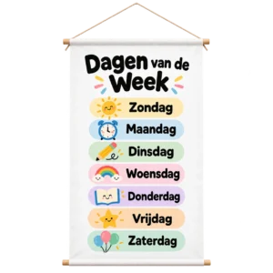 Educatieve Poster voor Kinderen met de Dagen van de week - Educatieve banners voor kinderen - Dagen van de week - dagen van de week leren