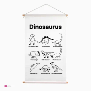 Go Mama - Textielposter - Dinosaurus - Educatieve banners voor kinderen - Dinosaurus - Verschillende dinosaurussen leren