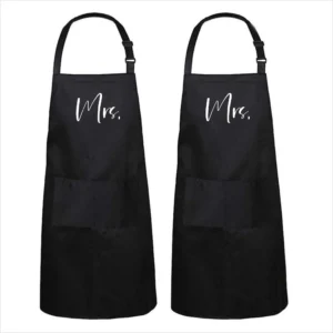 Schort Mrs & Mrs” - Koppel kook - 2 stuks - Origineel huwelijkscadeau of samenwonen cadeau - Maat One Size