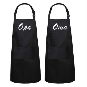 Schort Opa & Oma” - 2 stuks - Grappige kook - Maat One Size - Zwart