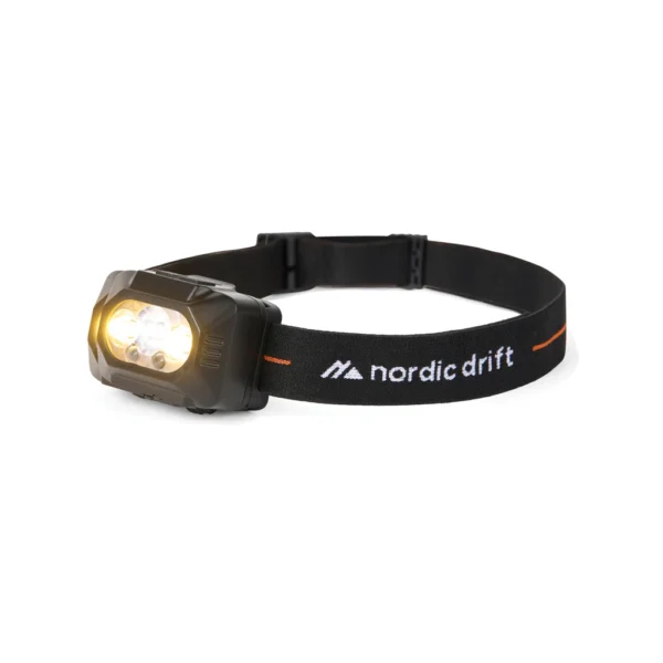 NordicDrift Everest krachtige hoofdlamp met dubbele batterij zwart