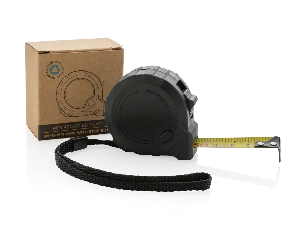 RCS gerecycled plastic 3M/16 mm rolmaat met stopknop