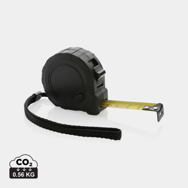 RCS gerecycled plastic 3M/16 mm rolmaat met stopknop zwart