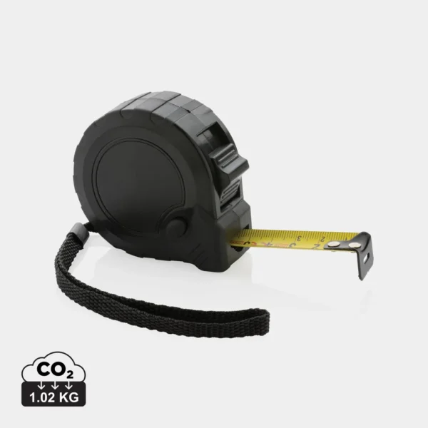 RCS gerecycled plastic 5M/19 mm rolmaat met stop knop zwart
