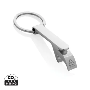 RCS flesopener sleutelhanger van gerecycleerde zinklegering zilver
