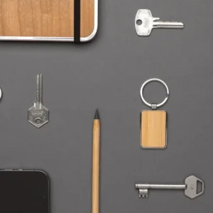 RCS gerecycled zinc alloy rechthoekige sleutelhanger