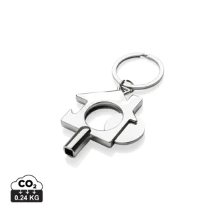 RCS gerecycled zinc alloy 3 in 1 sleutelhanger zilver