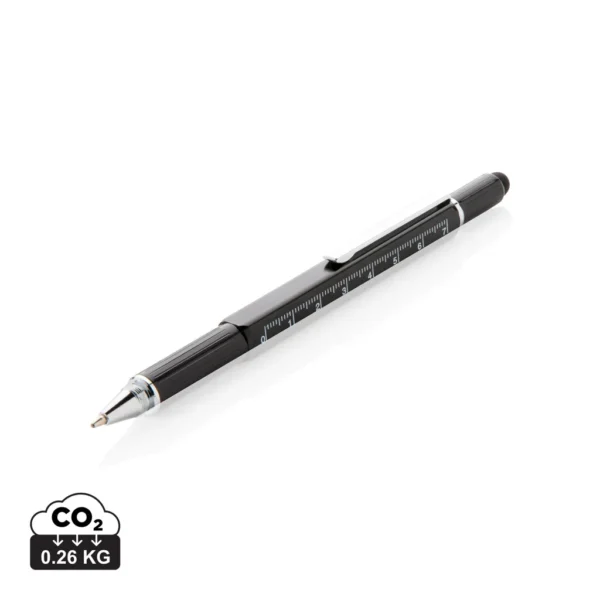 5-in-1 aluminium toolpen zwart