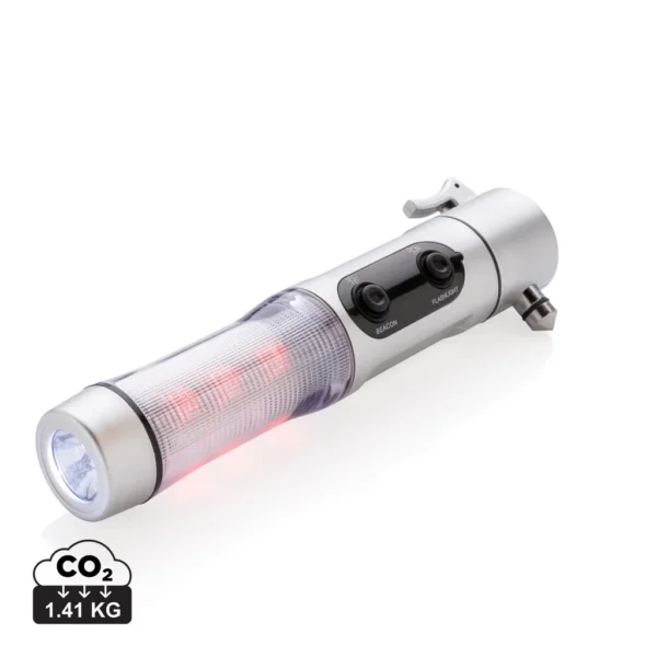 Veiligheidszaklamp met noodhamer zilver