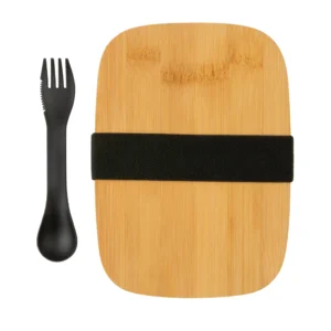 Roestvrijstalen lunchbox met bamboe deksel en spork