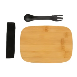 Roestvrijstalen lunchbox met bamboe deksel en spork
