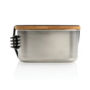 Roestvrijstalen lunchbox met bamboe deksel en spork