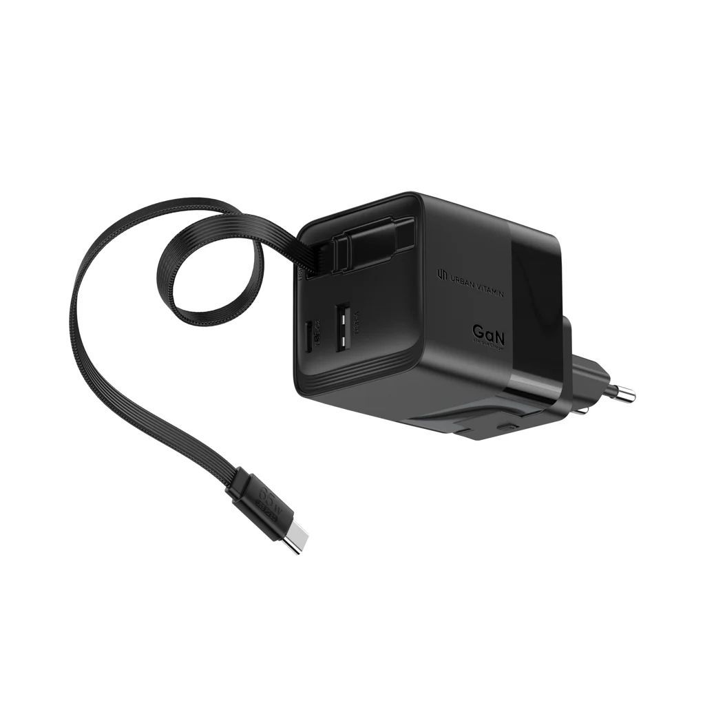 Urban Vitamin Mendocino 65W GaN lader, uittrekbare kabel