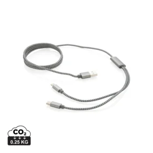 3-in-1 gevlochten nylon kabel grijs