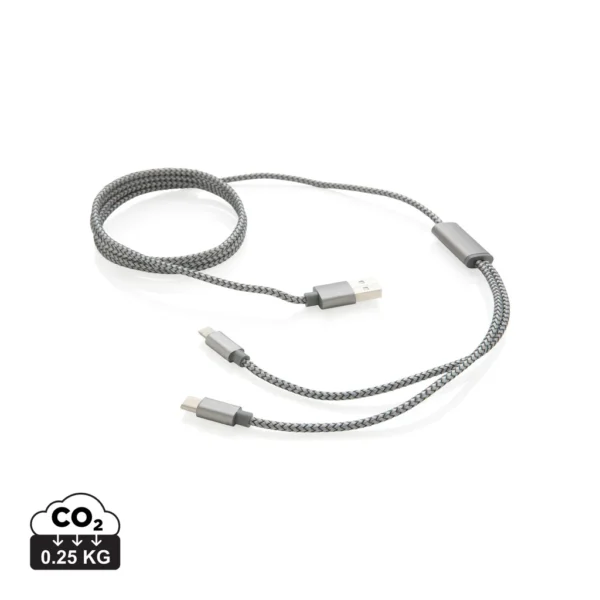 3-in-1 gevlochten nylon kabel grijs
