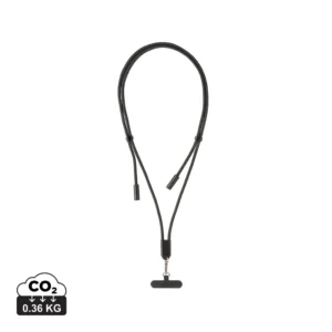 LoopAmp RCS rPET verstelbaar telefoonkoord met 60W kabel zwart