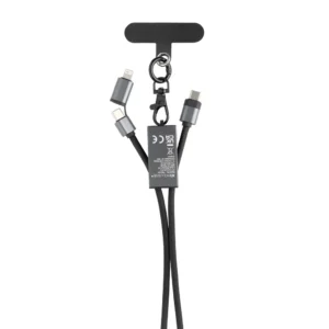 Terra RCS gerecycled PET telefoon lanyard 60W oplaadkabel