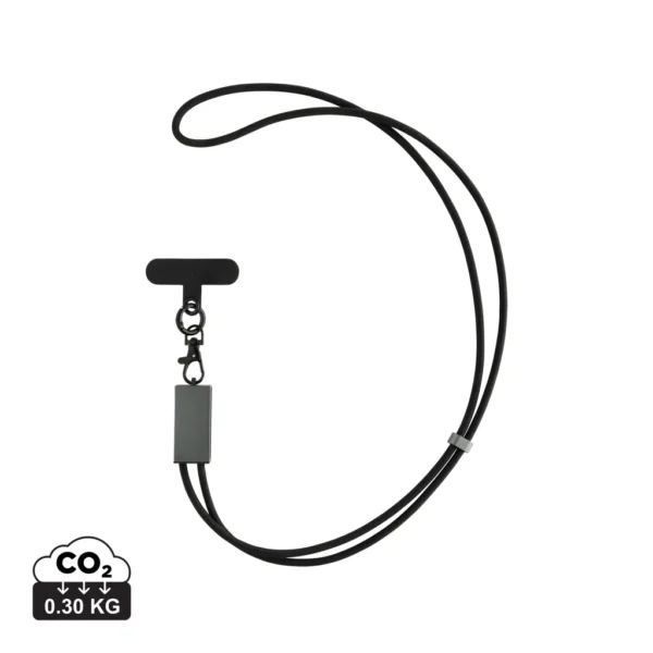 Terra RCS gerecycled PET telefoon lanyard 60W oplaadkabel grijs, zwart