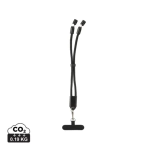 LoopAmp RCS rPET verstelbare telefoonarmband 60W kabel zwart