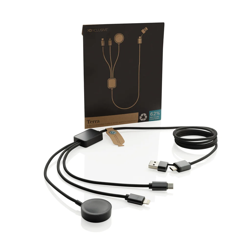 Terra RCS rPET 6-in-1 60W oplaadkabel met iWatch lader