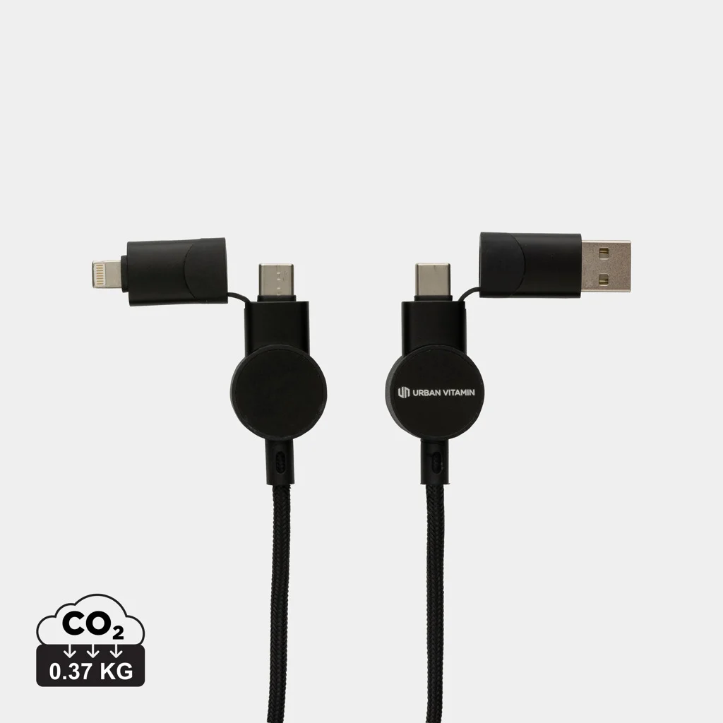Oakland 1.2meter RCS rplastic 6-in-1 fast charging 45W kabel zwart