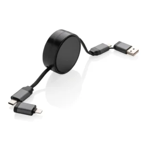 Terra RCS gerecycled aluminium uittrekbare 60W 6-in-1-kabel