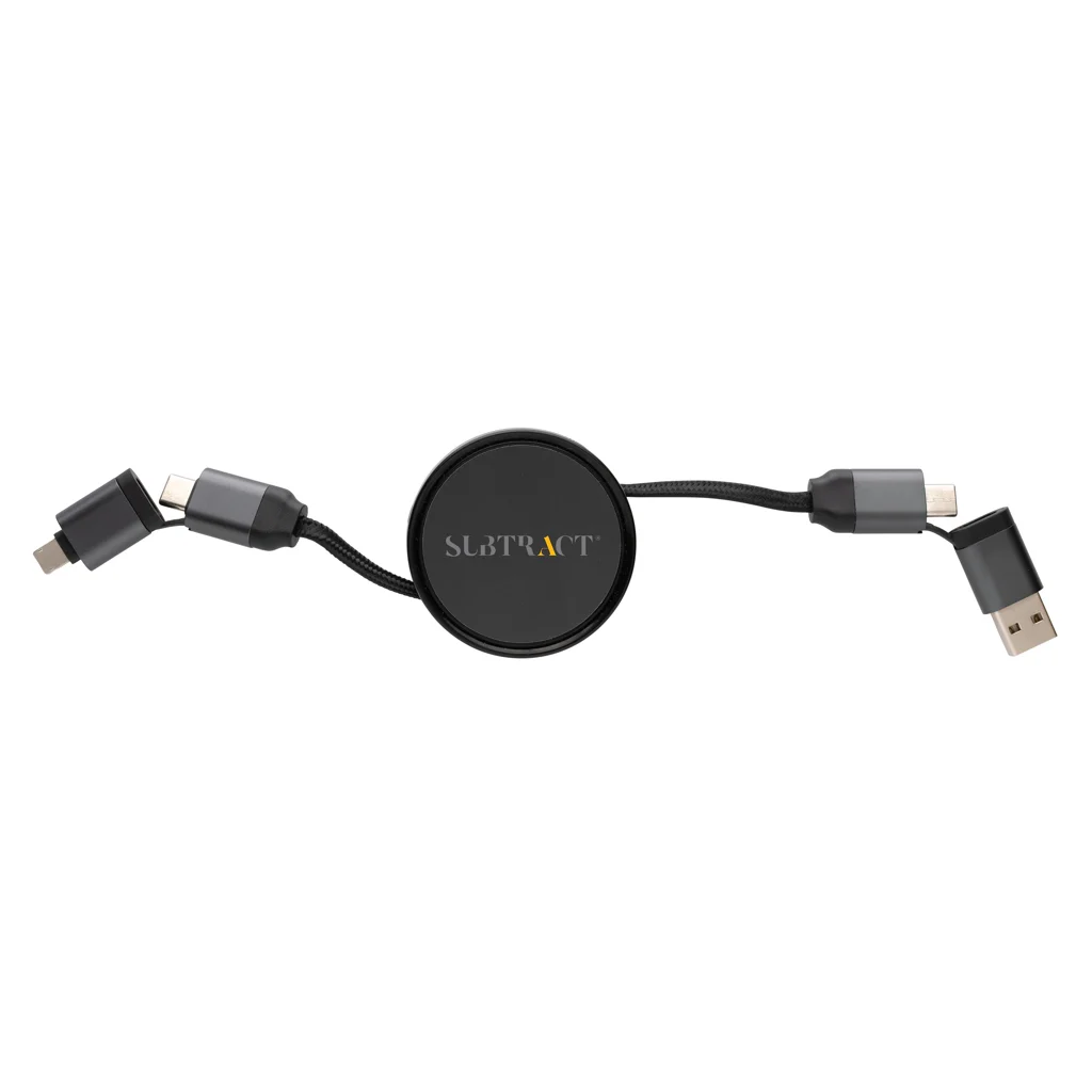 Terra RCS gerecycled aluminium uittrekbare 60W 6-in-1-kabel