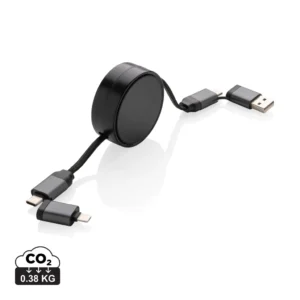 Terra RCS gerecycled aluminium uittrekbare 60W 6-in-1-kabel grijs