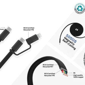 Arc Ultra-thin RCS recycled 60W 2 in 1 magnetische kabel