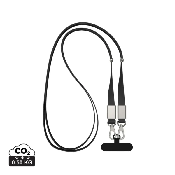 Nivo RCS recycled PET Crossbody lanyard zwart