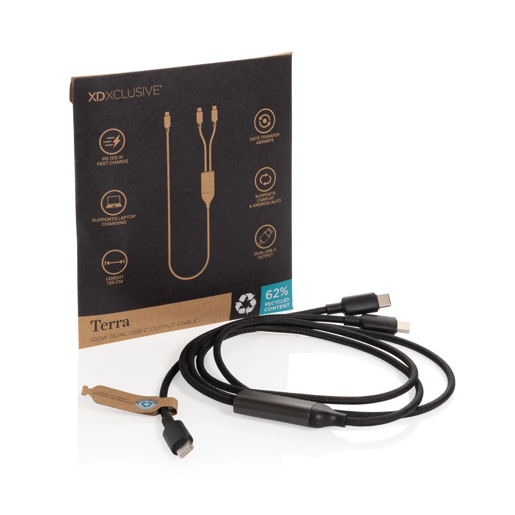 Terra 100W RCS Dual USB-C oplaadkabel