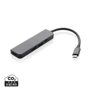 Terra RCS gerecycled aluminium hub met HDMI input grijs