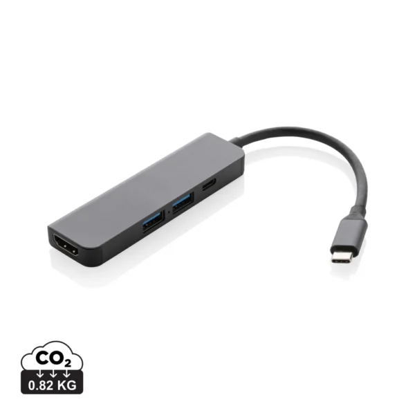 Terra RCS gerecycled aluminium hub met HDMI input grijs