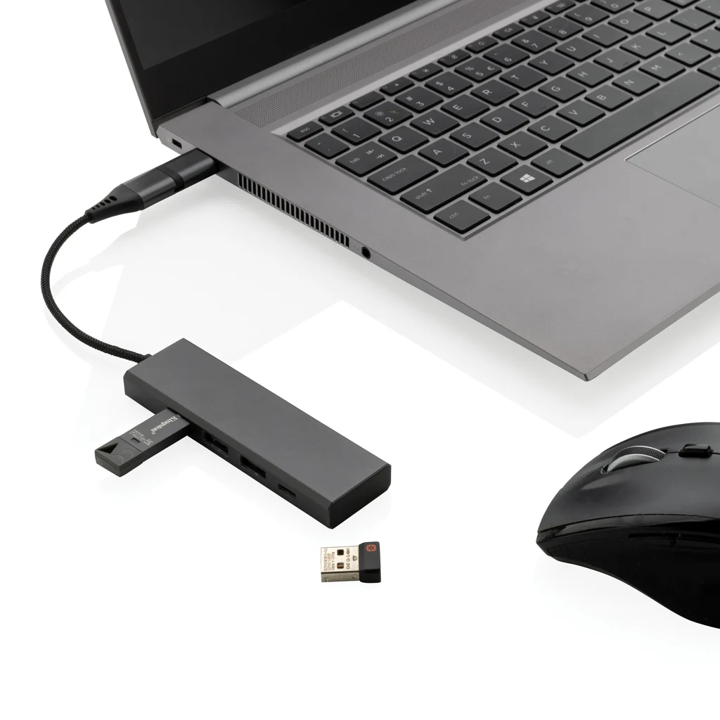 Terra RCS gerecycled aluminium hub met 3 USB-poorten